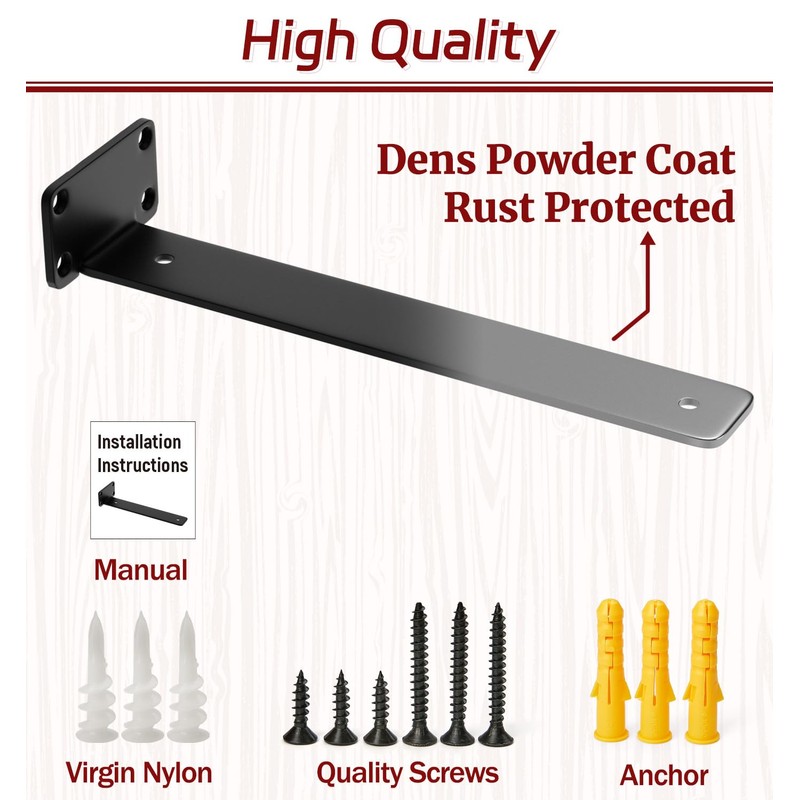 12 Inch Shelf Brackets, 8 Pack Floating Shelf Bracket, 1/5”