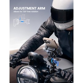 Lamicall Lamicall All Metal Motorcycle Phone Mount - [Anti Shake] [Extendable Arm] Bike Phone Holder Handlebar Clamp, Bicycle Cell Phone Mount, for iPhone 16 Pro Max, 15 14, Galaxy S24 Ultra, 4.7-7.2" Phones