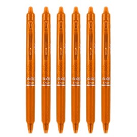 Pilot FriXion Ball Clicker Retractable Erasable Gel Pen, Fine Point, 0.7mm, Orange Ink, 6 Count