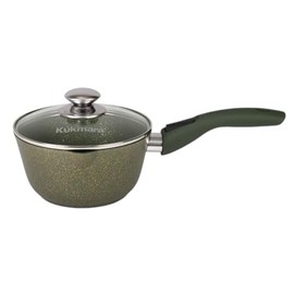 Trendy Style Malachite Cast Aluminum Non-Stick Saucepan with Glass Lid and Removable Handle 1.6 Qt (1.5 L) Aluminum Saucepan, Cookware Sauce Pot for Cooking, Multipurpose Pot, Dishwasher Safe, Green