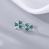 Reffeer Solid 925 Sterling Silver Green CZ Flower Stud Earrings