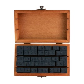70-Piece Alphabet Stamp Set, Multi-Purpose Wooden Stamp Set, Letters Stamp Set with Vintage Wooden Box, Letters Number Symbol Rubber Stamps for Cards/Stamping/Crafts