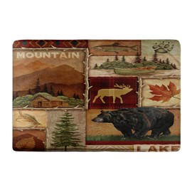 Cabin Bear Bathroom Rug Rustic Lodge Wildlife Bath Mat Vintage Washable Door Mats Flannel Water Absorbent Floor Carpet for Bedroom Kitchen Indoor Home Decor 15.7x23.6 Inch
