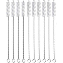 Cepillo para Popotes de Acero Inoxidable y Silicona, 10 Piezas Cepillo para Pajitas Extra Largos Cepillos de Limpieza para Limpiar Acuario, Tubos de Ensayo, Botellas y Joyas, 9.1 Inches