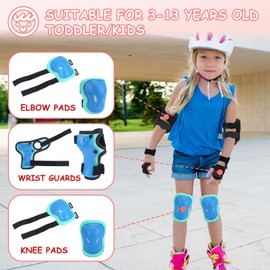 Knee Pads Children's Inline Pads Children's Adjustable Protector Set, Elbow Pads and Wrist Guards for Inline Skates Scooter Roller Skates Wheels Skateboard