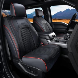 Coverado Seat Covers for Jeep Wrangler, Waterproof Leather Seat Covers Accessories Custom Fit JL 2/4 Door Car Seat Cover Protector Cushion Full Coverage Unlimited X Rubicon Sahara 2018-2024 (Red Line)