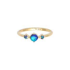 Elli Women's Ring Geo Vintage Trend with Synthetic Opal in 925 Sterling Silver, Opal