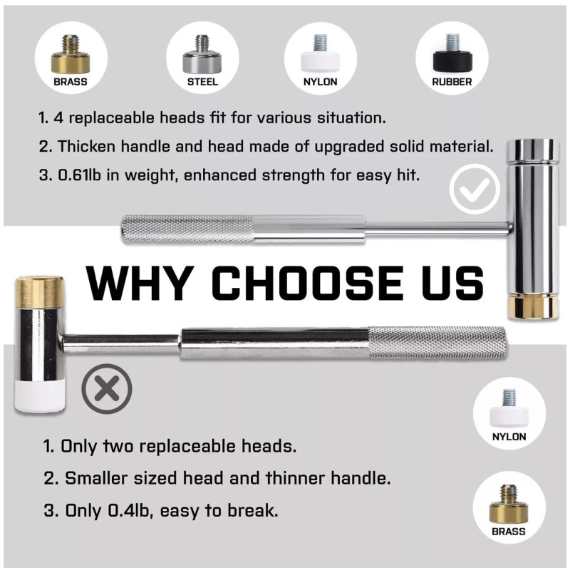 Hammer Wiregear Punch Set and Punch Set Hammer with Detachable