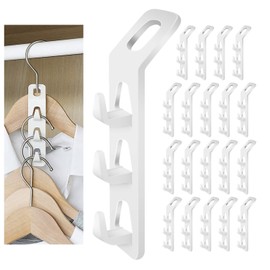 Cascading Clothes Hanger Hooks,Space Saving Series Multi-Function Multi-Layer Cabinet Clothes Connection Folding Storage Clothes Rack Hanger Household Strong Load-Bearing Closet Hook (20pcs)