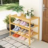 Smiry Shoe Rack, 3 Tier Thick Bamboo Shoe Organizer, Stackable