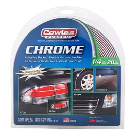 COWLES Custom - Premium Universal Body Molding for All Vehicles - Easy Install, Chrome Finish, 1/4" by 20 feet, UV Protected, Long Lasting Flexible PVC