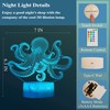 POSSHE Octopus Night Light, 3D Illusion Night Light Lamp, Octopus