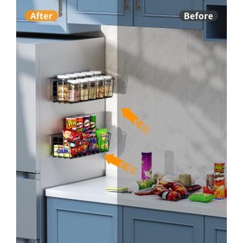 PrimZooty Magnetic Spice Rack for Refrigerator, Versatile Magnetic Shelf Organizer with 2 Hooks for Kitchen Storage, Large Capacity Spice Rack for Fridge, Oven, or Cabinet