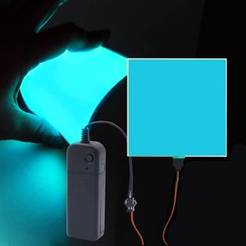 Electroluminescent El Sheet Panel Light - 3Modes Stay on/Slow Flash/Fast Strobe, 10cm x 10cm DIY EL Cuttable Luminescent Neon Signs Sheet for Warning Cosplay Party Decoration (Light Blue)