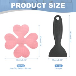 PATIKIL 20 Pcs Non Slip Bathtub Stickers, Anti Slip Shower Stickers with Scraper Bathroom Shower Floor Decals Four Leaf Shape Cute Treads Tubs, Pink