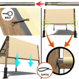 Amgo 9' W x 14' L Orange Waterproof Pergola UPF50 Sun Shade Canopy Replacement Cover, 220 GSM Cloth for Outdoor Patio, 95% UV Blockage, Includes Stainless Steel Weighted Rods (We Customize)