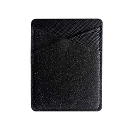 Lenoup Bling Bling PU Leather Stick On Cell Phone Wallet, Sparkly Card Holder Pocket for Credit, Business Cards, ID, Keys (Black)