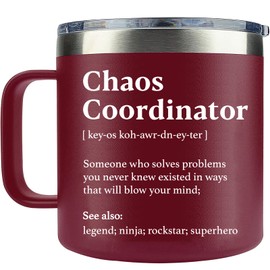 WECACYD Chaos Coordinator Tumbler Mug 14 Ounce Red -Administrative Professional Day Gifts Teacher Appreciation Gifts for Women, Thank You Gifts for Coworker, Office, Nurse - Boss Lady Gifts for Women