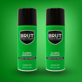 Brut Free Aluminum Deodorant Spray, 24 HR Odor Protection 10oz (Pack of 2)