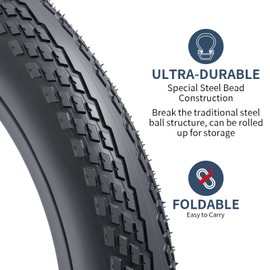YUNSCM 2-PCS 14" Road Bike Tires 14x1.75/47-254 Compatible with Park Paths, City Riding, Kids Bike Tire (Y-1440)