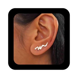 Aneneiceera Vintage Ear Climber Earrings Gold Filigree Crawler Stud Earrings Swirl Wire Climber Crawler Earrings Minimalist Ear Pin Earrings Jewelry for Women