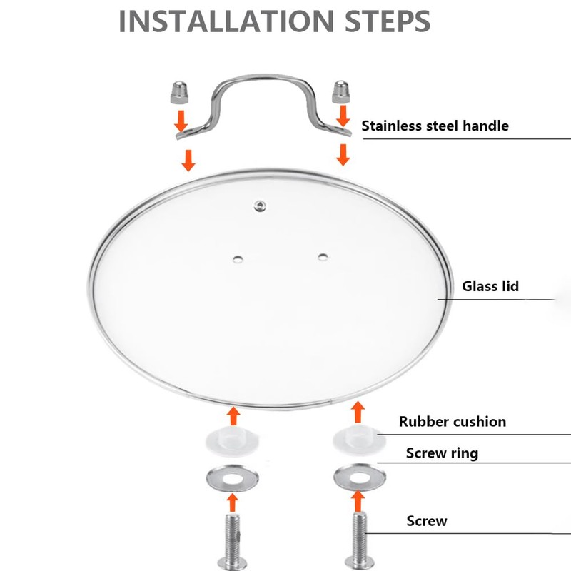 12 InchTempered Glass Lid, Cooking Pot Lid with Stainless Steel