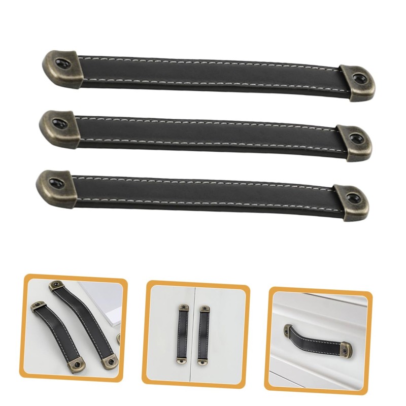 SOLUSTRE 6 Pcs Leather Handles Crate Leather Knobs Leather Drawer