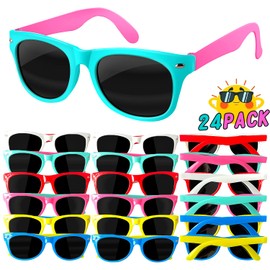 24 Pack Kids Sunglasses Bulk, Kids Sunglasses Party Favor, Sunglasses with UV400 Protection for Boys and Girls, Party Toys for Summer Beach Birthday Easter Party Supplies (24PCS Multicolor Sunglasses)