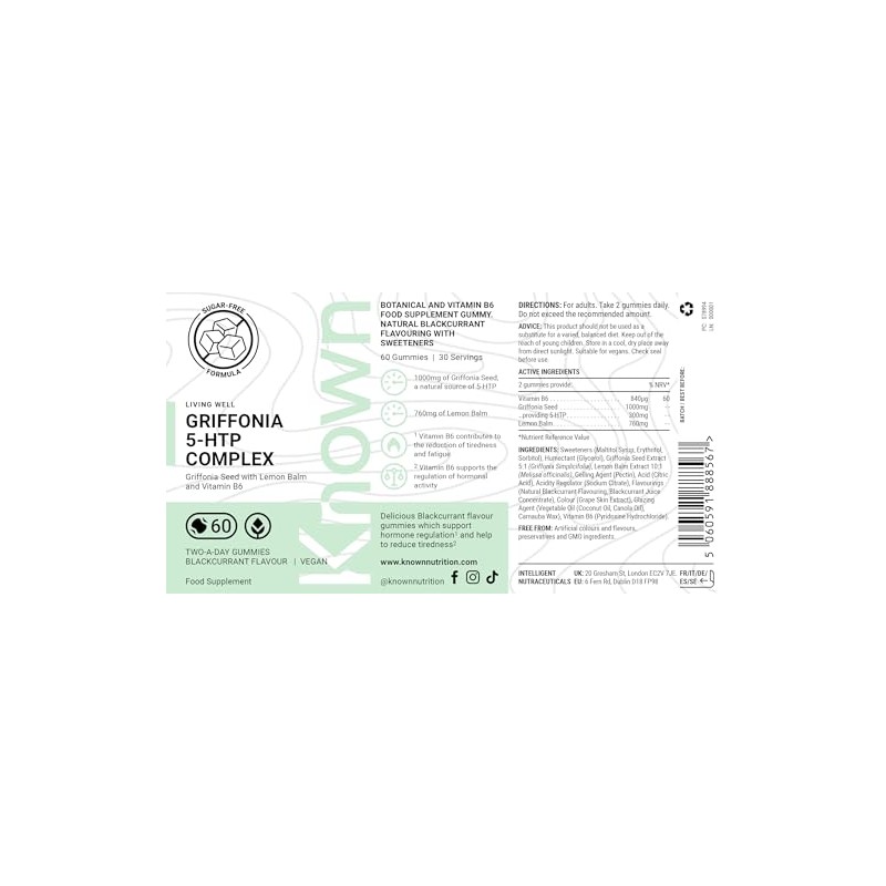 Griffonia 5-HTP Complex Gummies by Known Nutrition – with Vitamin