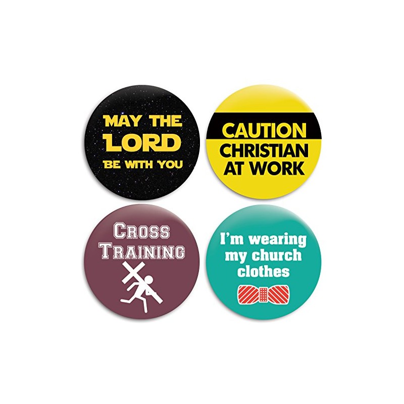 Christian Church Pinback Buttons/Pins - 2.25 inches - Set of