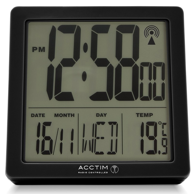 Acctim Varsity Digital Alarm Clock Radio Controlled Crescendo Alarm Date