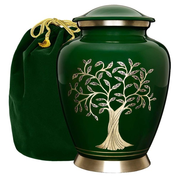 Trupoint Memorials Cremation Urns for Human Ashes - Decorative Urns, Urns for Human Ashes Female & Male, Urns for Ashes Adult Female, Funeral Urns - Dark Green, Large