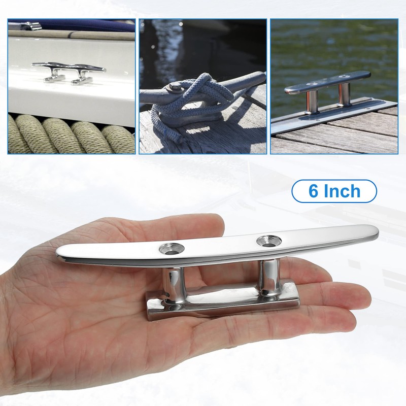 X AUTOHAUX 2pcs 6" Stainless Steel Flagpole Cleat Hook Boat