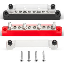 RED WOLF 150A Busbar Distribution Block 12V-48V DC for Car Marine RV Motorhome Truck Electrical System Terminal Blocks, Positive Ground Power Distribution Block Busbar with 6 x M4 & 4 x M6 Terminal
