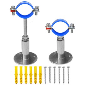 POTONZ Wall Mount Ceiling Mount Pipe Supports,Adjustable Pipe Clamps Stainless Steel 304,2PCS Suitable for Pipe OD 32-34mm （1" Pipe）Adjustable Height 50-100mm