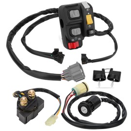 M MATI Handlebar Key Starter Relay Switch Kit for Honda Rancher-420-ES Rancher-420-AT 2007-2013 35140-HP5-A51 35140-HP7-A02 35140-HP5-A11