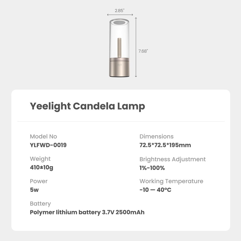 Yeelight Portable Small Table Lamp for Indoor/Outdoor Use, 2500mAh Rechargeable
