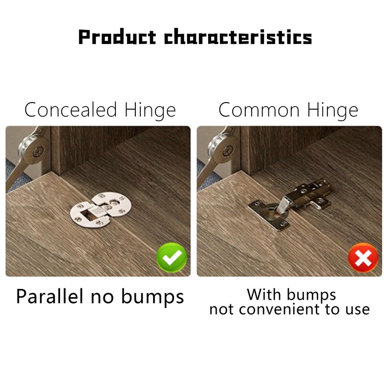 AUXBC Turning Axis Adjustable 90 Degree Page Concealed Hinge, Zinc