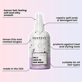 Mascarilla mágica para el cabello de FoxyBae, mezcla 12 en 1, para cabello dañado y crecimiento seco, antirizz con biotina, aceite de argán, manteca de karité, cabello rizado y tratado de color (8 onzas líquidas)