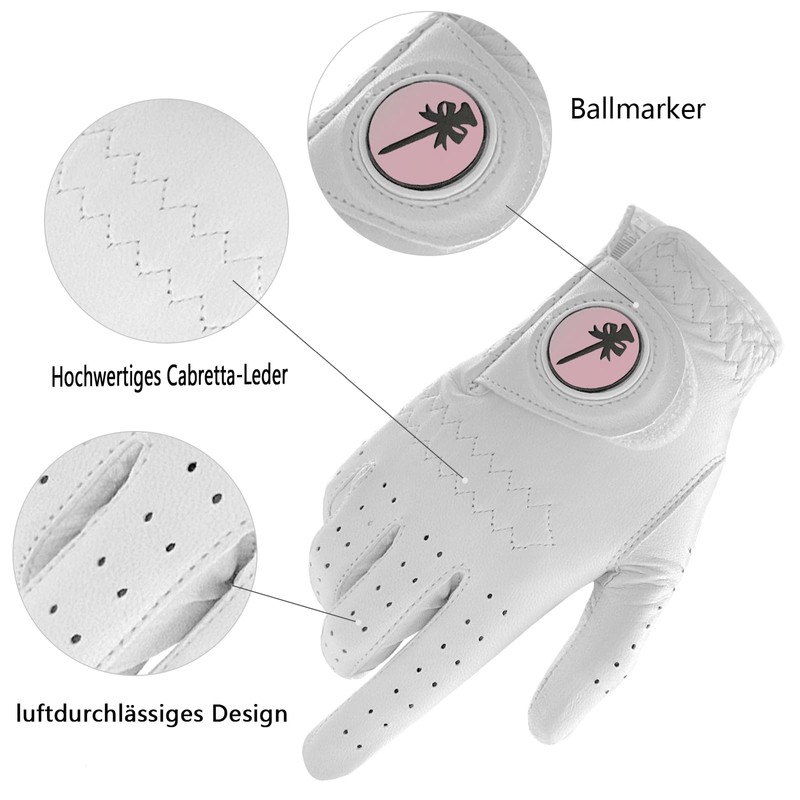 CROWNBLANKS Women's Left Hand Golf Gloves, 1 Piece Soft Cabretta