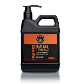 GIBS Grooming - Man Wash 3 en 1 para barba, cabello, jabón corporal - cítricos, roble, aroma a albahaca - sin sulfato - aceite de árbol de té, aceite 