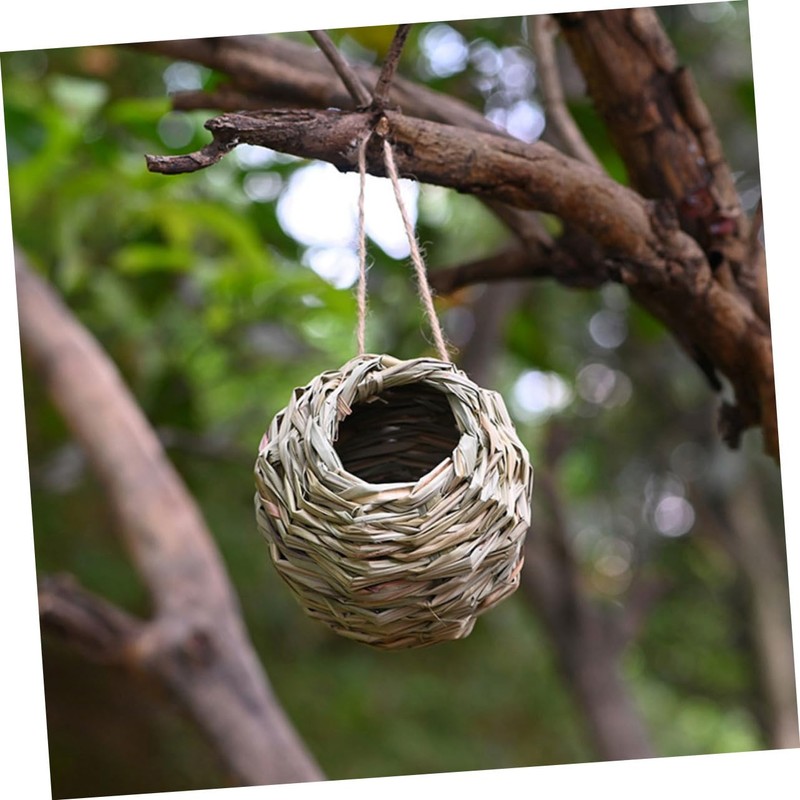 KONTONTY Weather Resistant Hummingbird Bird House Nest Natural Grass Bird