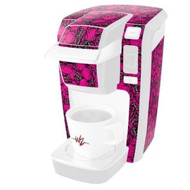 WraptorSkinz Decal Style Vinyl Skin compatible for Keurig K10 / K15 Mini Plus Coffee Makers Scattered Skulls Hot Pink (COFFEE MAKER NOT INCLUDED)