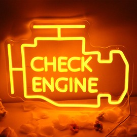 Goneons Check Engine Neon Sign Garage Neon Light for Wall Decor,Dimmable & Powered by USB LED Check Engine Light Sign for Car Room Car Repair Shop Workshop Party Decor Game Room Man Cave Birthday Gift