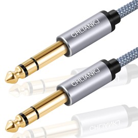 CHLIANKJ 6.35mm Guitar Cable, 6.35mm Stereo Standard Plug Cable Male to Male for Connecting Mixers, Guitars, Amplifiers, Speakers, etc (2M)