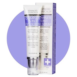 Advanced Clinicals Suero para ojos 5 en 1 | Multi-beneficio visible antienvejecimiento suero hidratante facial para debajo de los ojos, reduce la apar