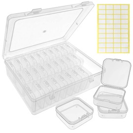 Guyuyii 31 Pcs Bead Organizer - Clear Bead Storage Containers with Hinged Lid - Great for Bead Storage, Jewelry Making, Diamond Painting, Craft Supplies Organizing
