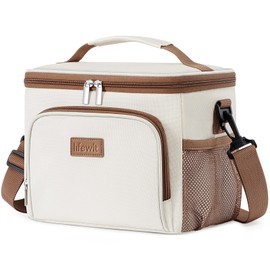 Lifewit Reusable Insulated Lunch Bag for Men, Lunch Box Women, Portable Cooler Freezable Soft Lunchbox Leakproof with Adjustable Shoulder Strap for Adult for Work Picnic or Travel, Cream 9L