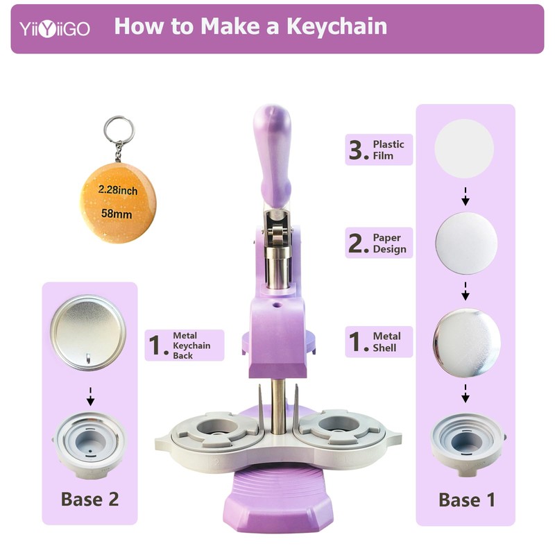 YiiYiiGO Button Maker Keychain Supplies, 50 Sets Pin Making Kit