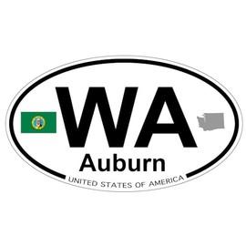 US Decal, Inc. Auburn, Washington Oval Sticker with State Flag